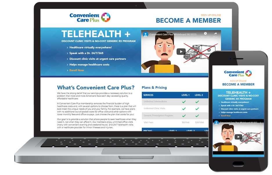 Convenient Care Plus Landing Page